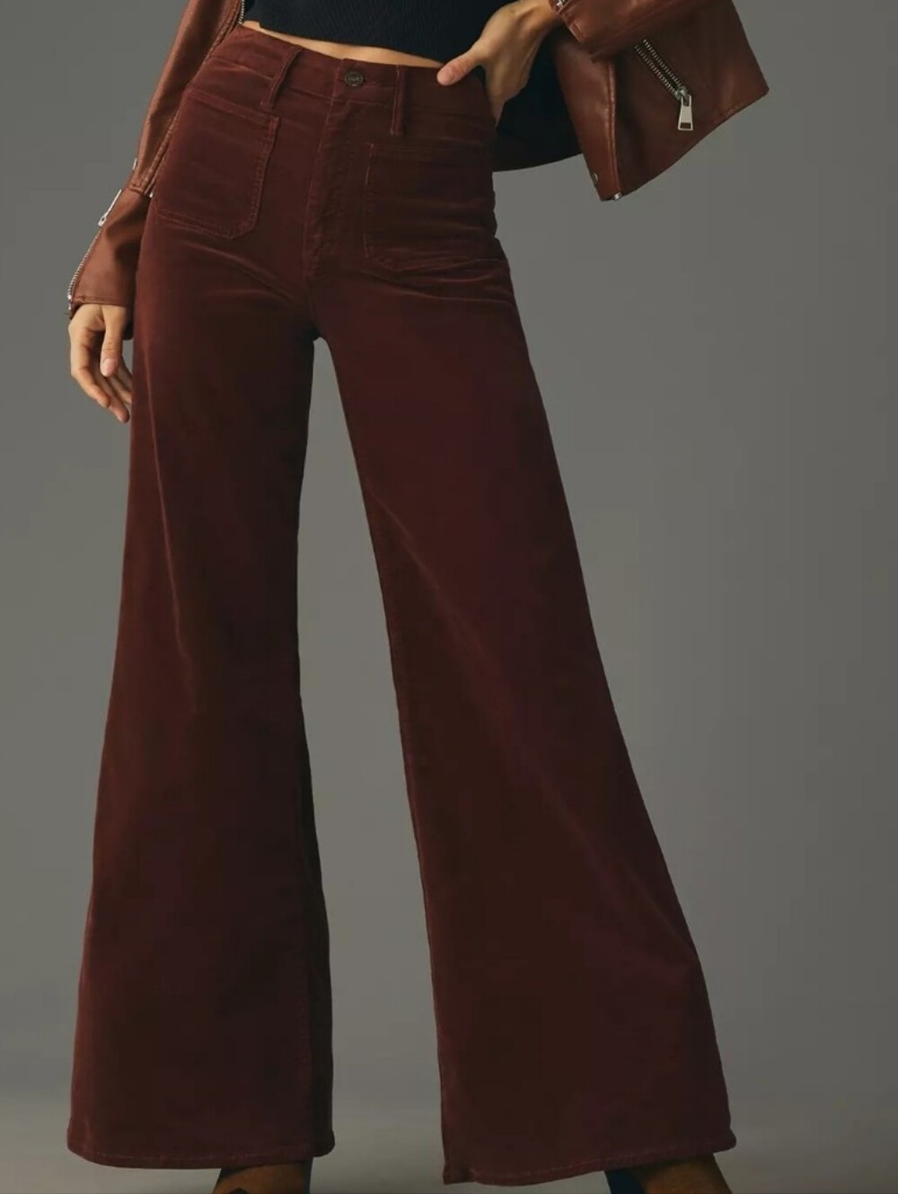 Mother Denim Brown Corduroy Wide-Leg Pants